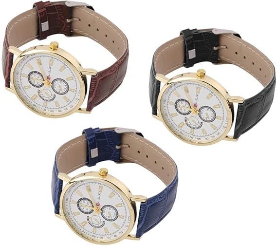 Men's Casual Watches Three Coffee Fake Beautiful To View, Practical And AffordableDeft Processed