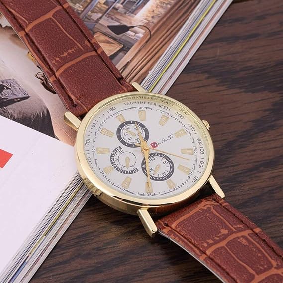 Men's Casual Watches Three Coffee Fake Beautiful To View, Practical And AffordableDeft Processed