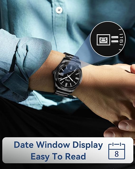 CIVO Mens Watches Stainless Steel: Silver Analog Classic Date Wrist Watch for Men - Waterproof Quartz Watches Fashion Gifts