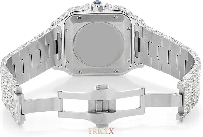 Luxury Automatic Moissanite Diamond Watch for Men – Full Iced-Out Stainless Steel Wristwatch with Roman Numerals, Scratch-Resistant Glass, Luminous Hands, Premium Gift Timepiece