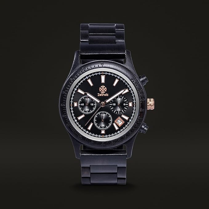 Wood Watches for Men, Wooden Watch, Gifts, Chronograph Watch, New Bergen 42mm, 100% Natural wood with Japanese Quartz Movement.