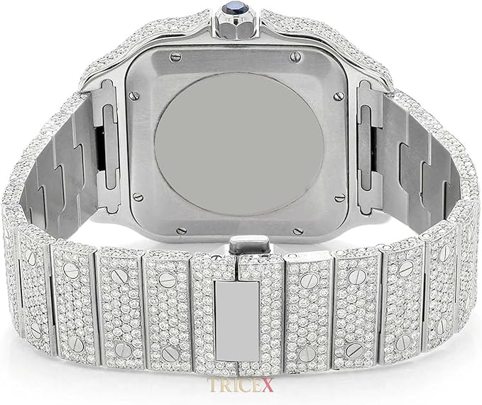 Luxury Automatic Moissanite Diamond Watch for Men – Full Iced-Out Stainless Steel Wristwatch with Roman Numerals, Scratch-Resistant Glass, Luminous Hands, Premium Gift Timepiece