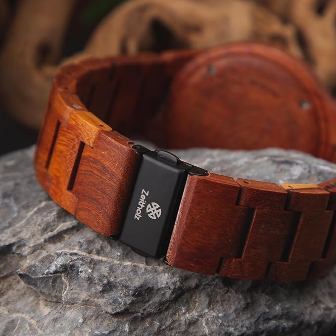 Wood Watches for Men, Wooden Watch, Gifts, Big face, Analog Watch, Stolpen Collection 42mm, 100% Natural Wood with Japanese Quartz Movement.
