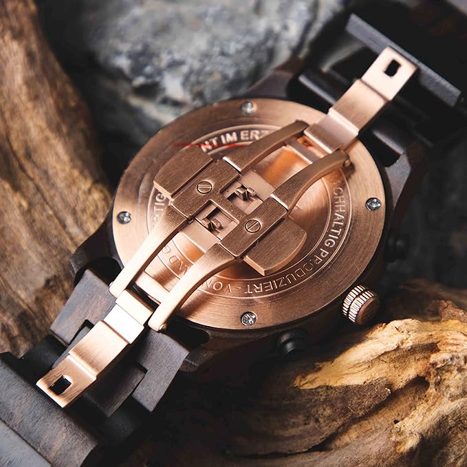 Wood Watches for Men, Wooden Watch, Gifts, Chronograph Watch, New Bergen 42mm, 100% Natural wood with Japanese Quartz Movement.