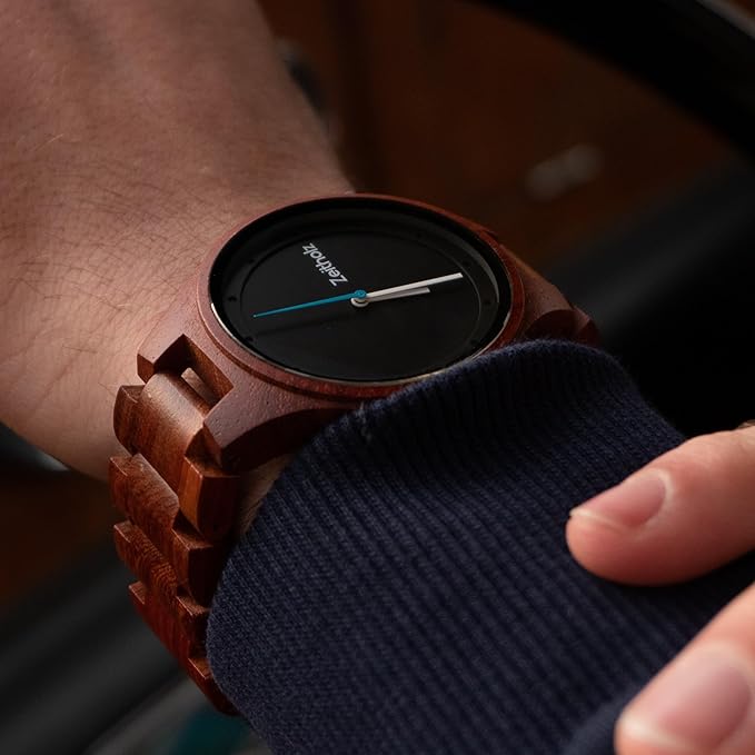 Wood Watches for Men, Wooden Watch, Gifts, Big face, Analog Watch, Stolpen Collection 42mm, 100% Natural Wood with Japanese Quartz Movement.